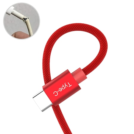 Emerald Red 10FT USB Type C Braided Fast Charging Cable EE-AC10-RED